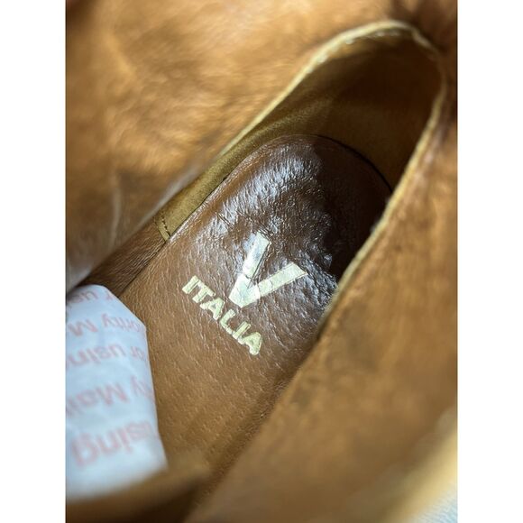 V-Italia Tan Brown Leather Combat Casual Zip Ankle Boots Women Sz 39EU/8.5M US - Picture 10 of 16